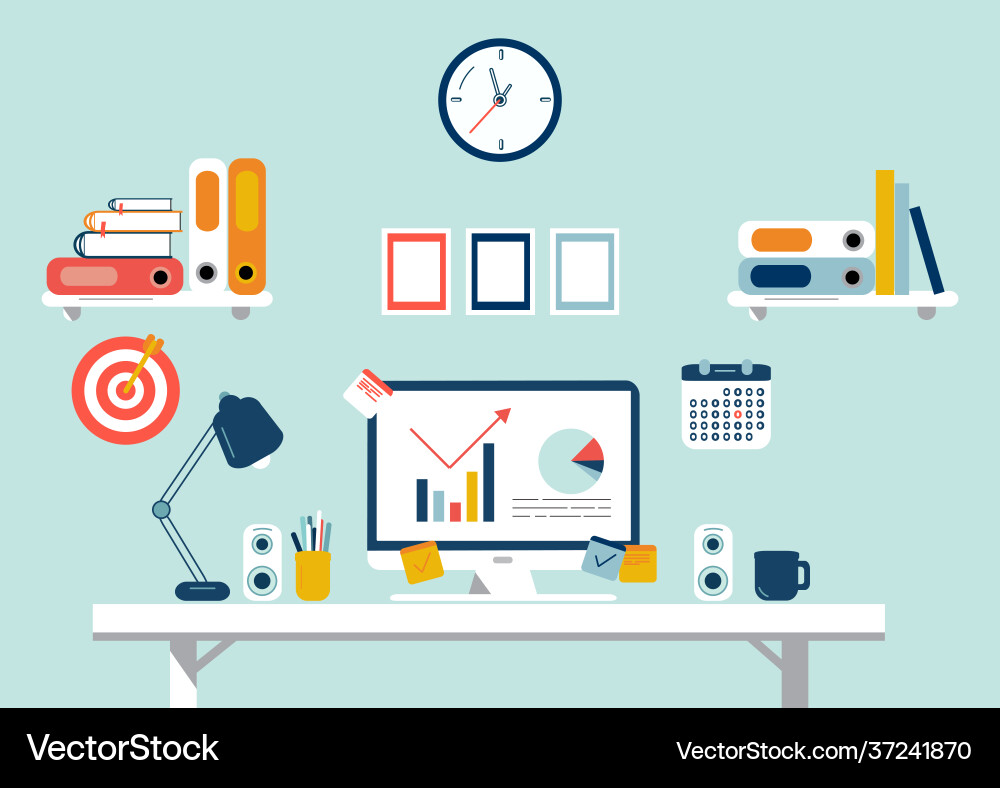Set flat design elements workspace vector image