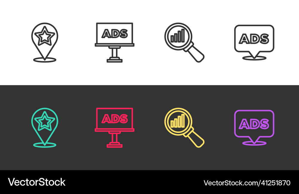 Set line map pointer with star advertising Set line map pointer with star advertising vector image