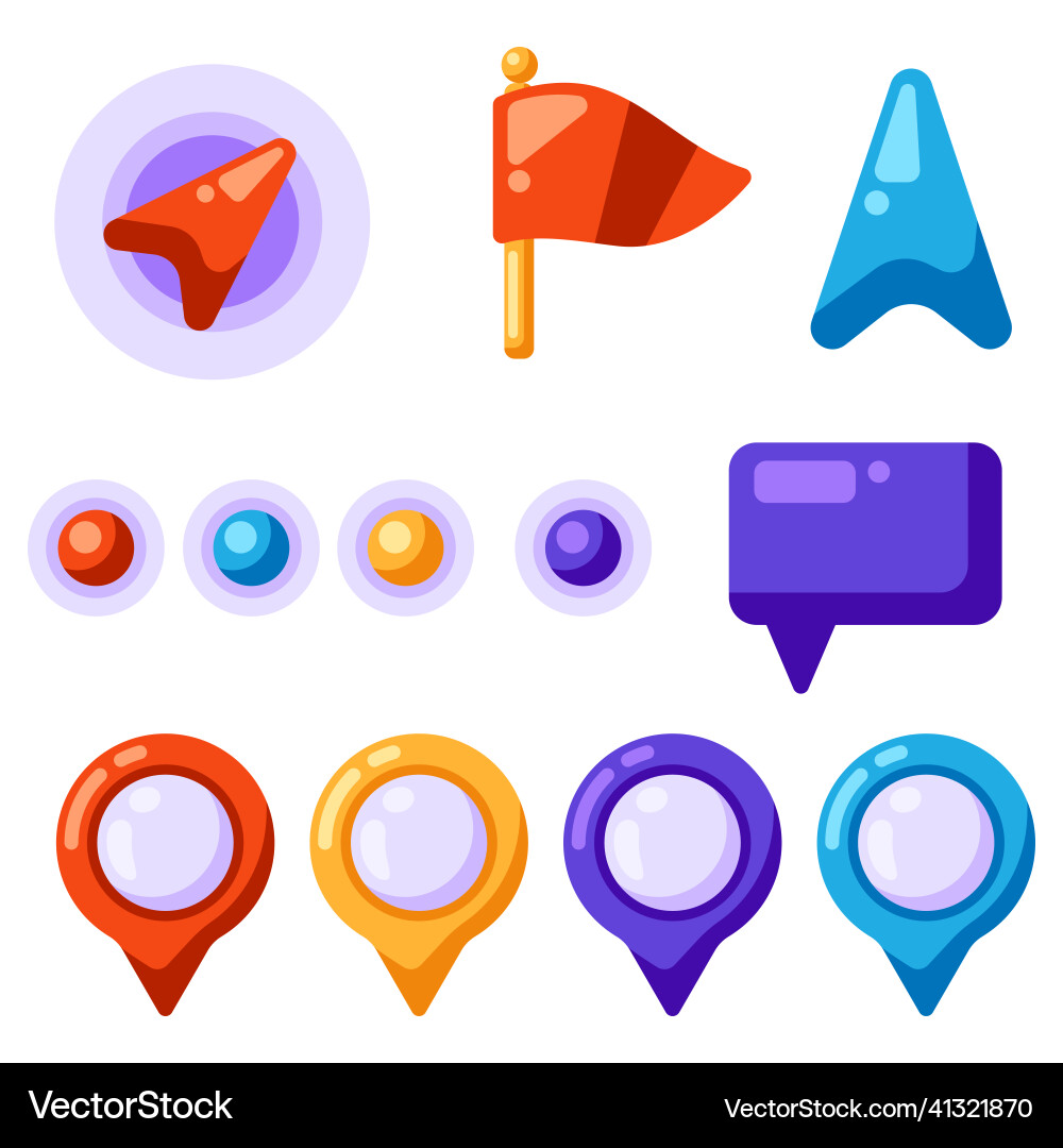 Set of navigation markers labels and flags Set of navigation markers labels and flags vector image