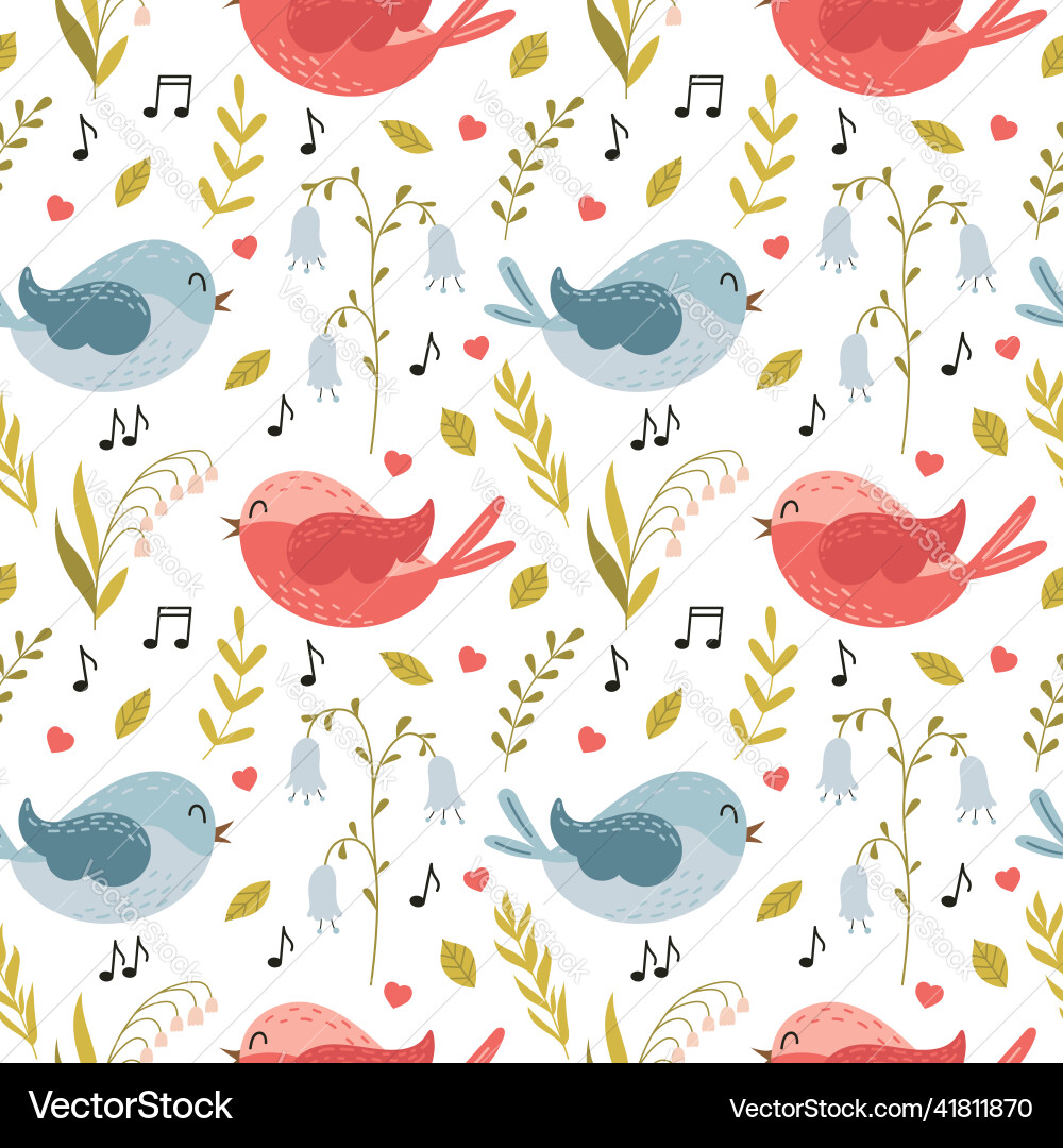 Spring seamless pattern with birds Spring seamless pattern with birds vector image