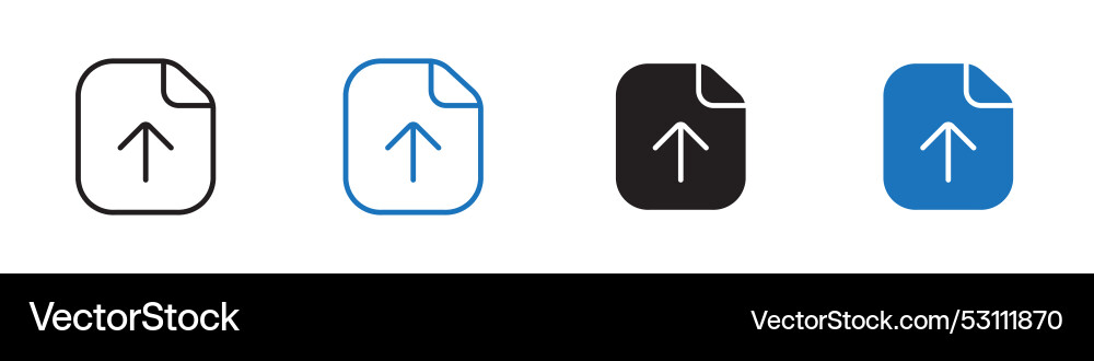 Upload file icon set outline Vector Image