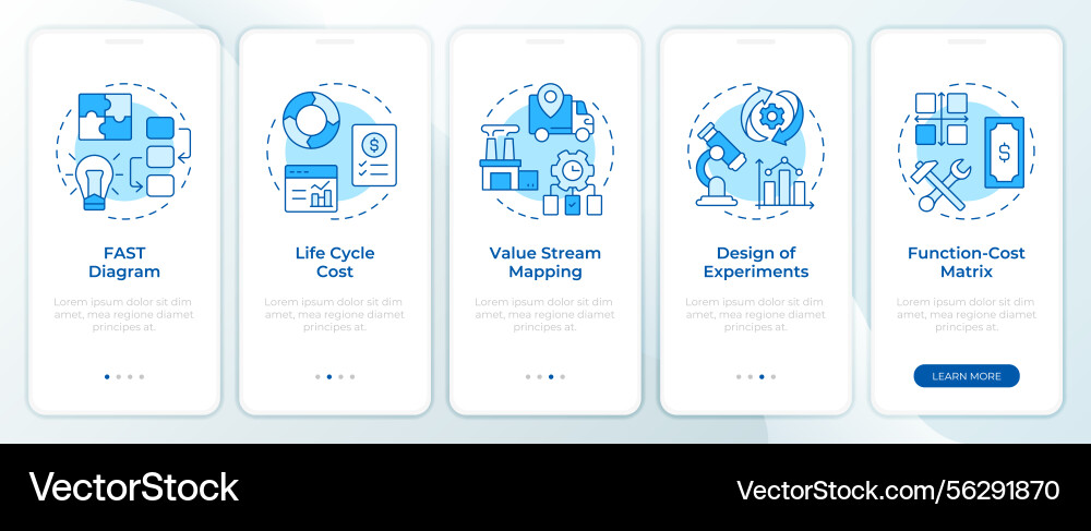 Value engineering instruments onboarding mobile Value engineering instruments onboarding mobile vector image