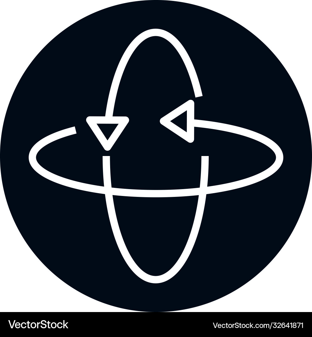 360 degree view arrows block and line style icon vector image
