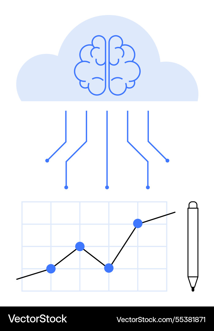 Artificial intelligence cloud with brain Artificial intelligence cloud with brain Vector Image