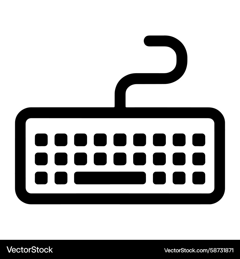 Black keyboard icon with curved cord computer Vector Image