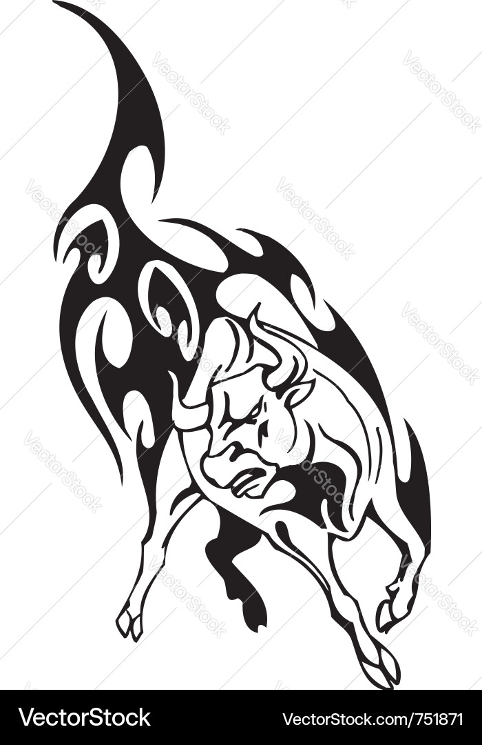 Bull in tribal style - image Vector Image