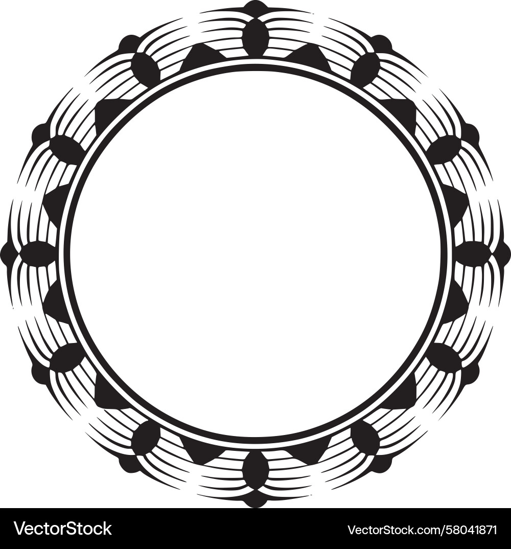 Circular Geometric Frame - Retro Pattern Vector Image