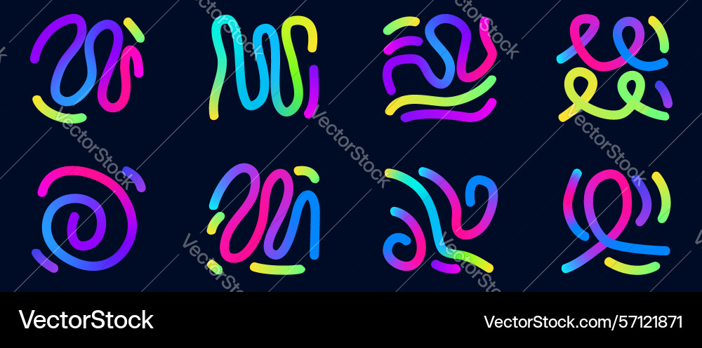 Colorful gradient abstract shapes set wavy Colorful gradient abstract shapes set wavy Vector Image