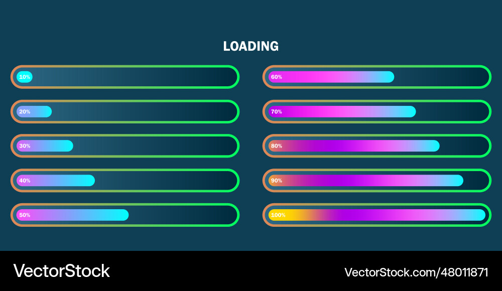 Colorful loading bar set modern web element Colorful loading bar set modern web element vector image