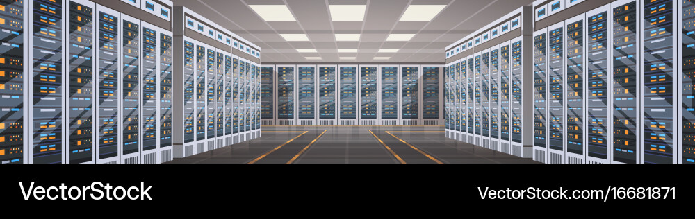Data center room hosting server computer Vector Image