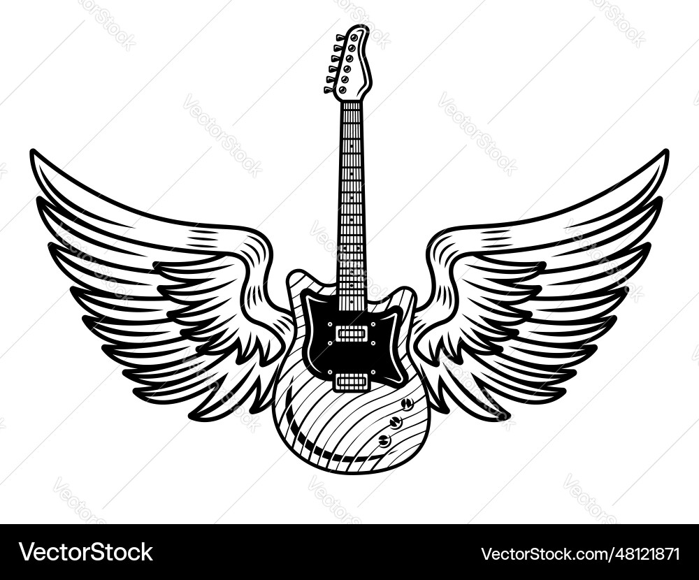 Electric guitar with wings Electric guitar with wings vector image