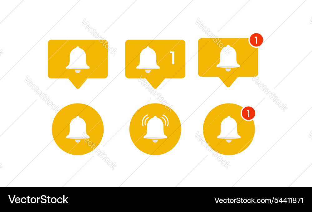 Notification bell icons incoming inbox message Notification bell icons incoming inbox message vector image
