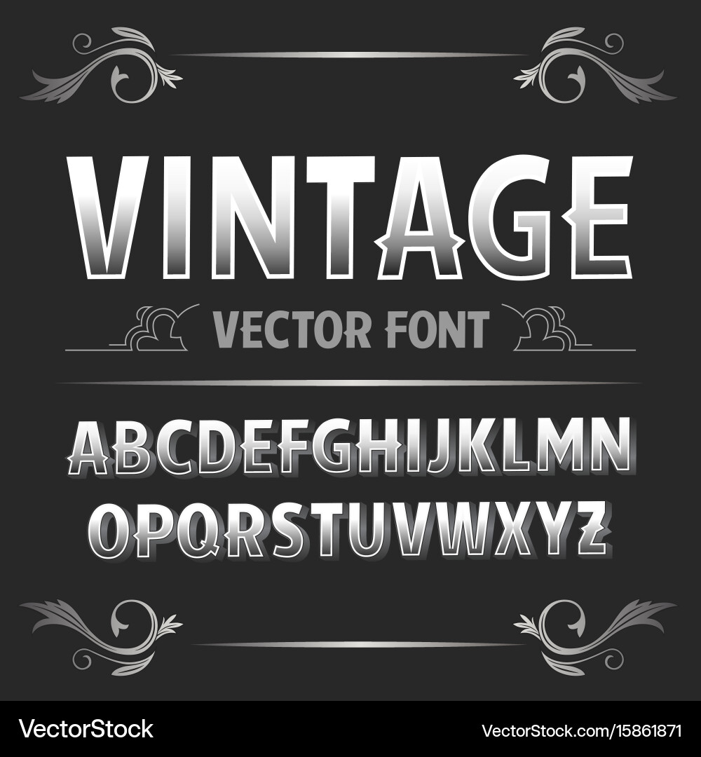 Retro Label Font - Vintage Style vector image