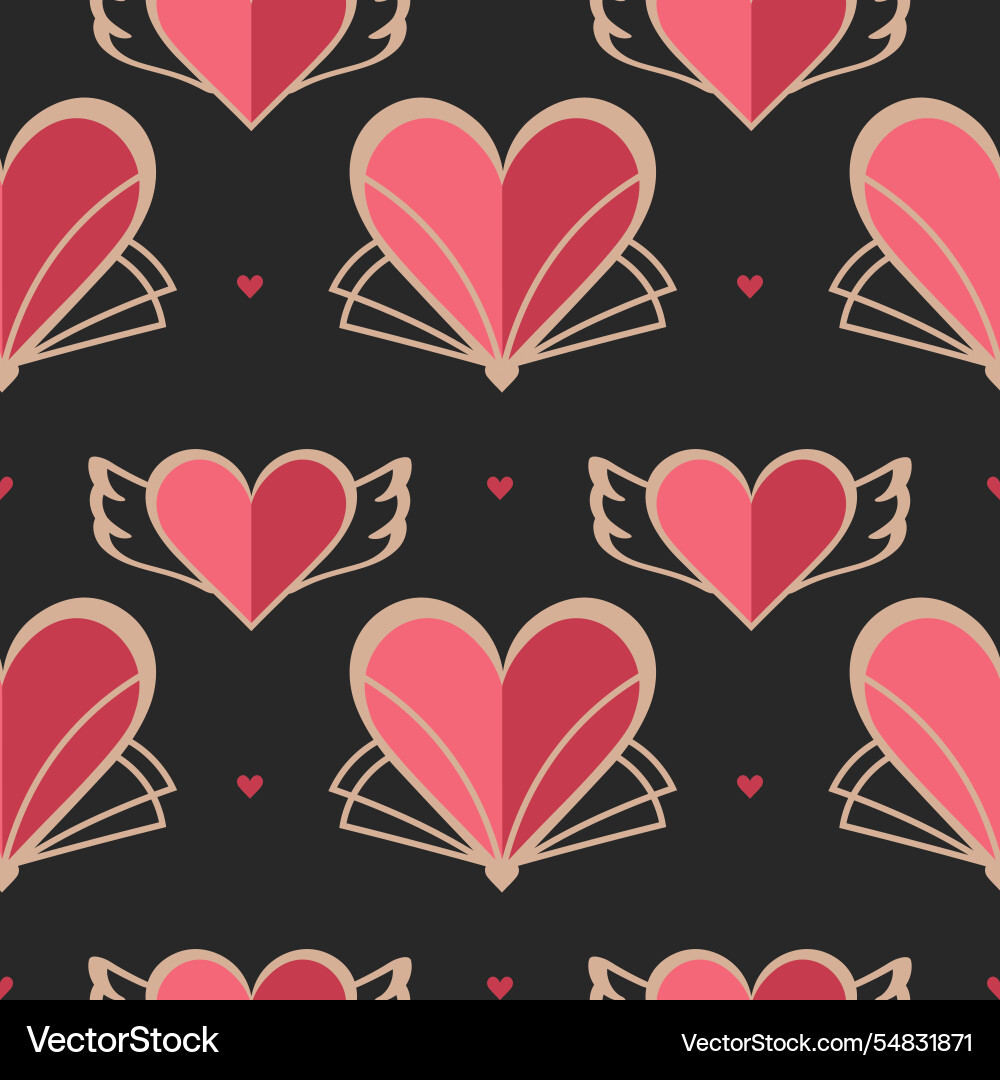 Seamless pattern with hearts in art deco style Vector Image