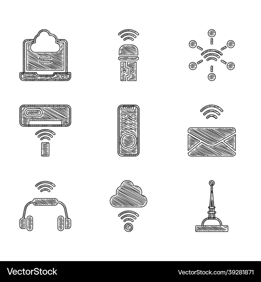 Set remote control network cloud connection Set remote control network cloud connection Vector Image
