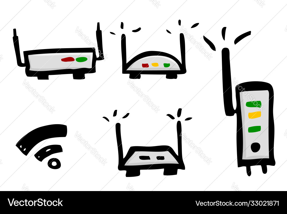 Simple hand draw sketch modem and router Vector Image