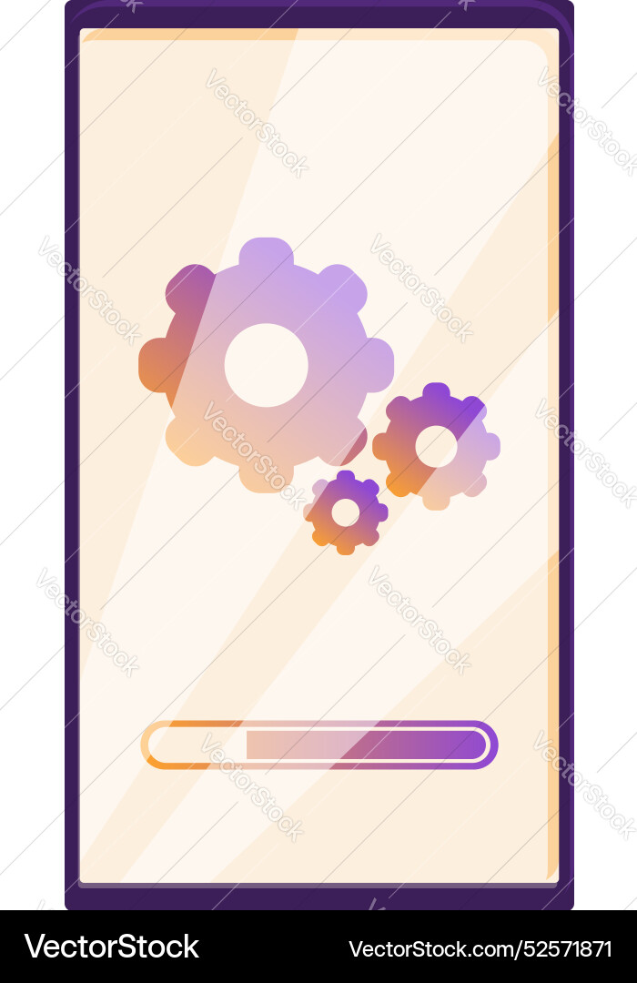 Smartphone showing system update installing vector image