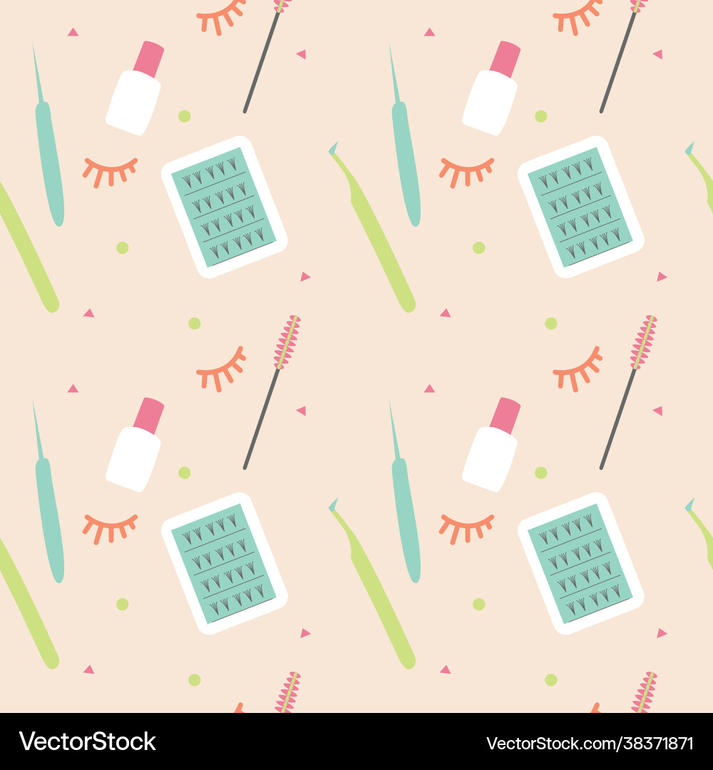Tools for eyelash extensions seamless pattern Vector Image
