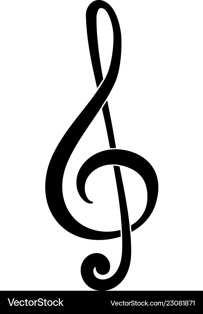 Treble Clef with G Key Symbol Vector Image