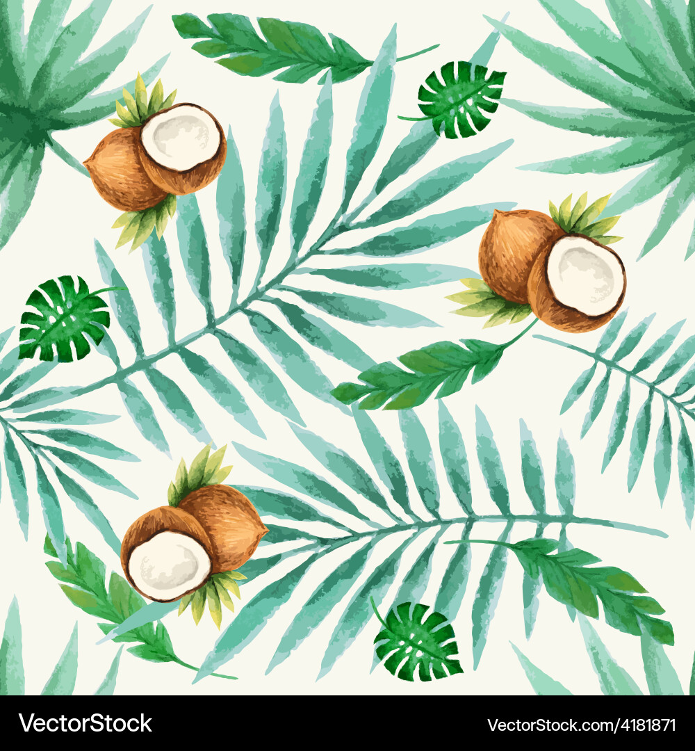 Tropical Watercolor Seamless Pattern vector image