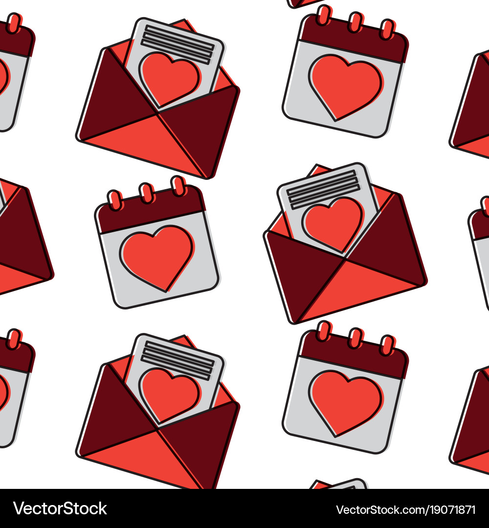 Valentines day calendar message seamless pattern vector image