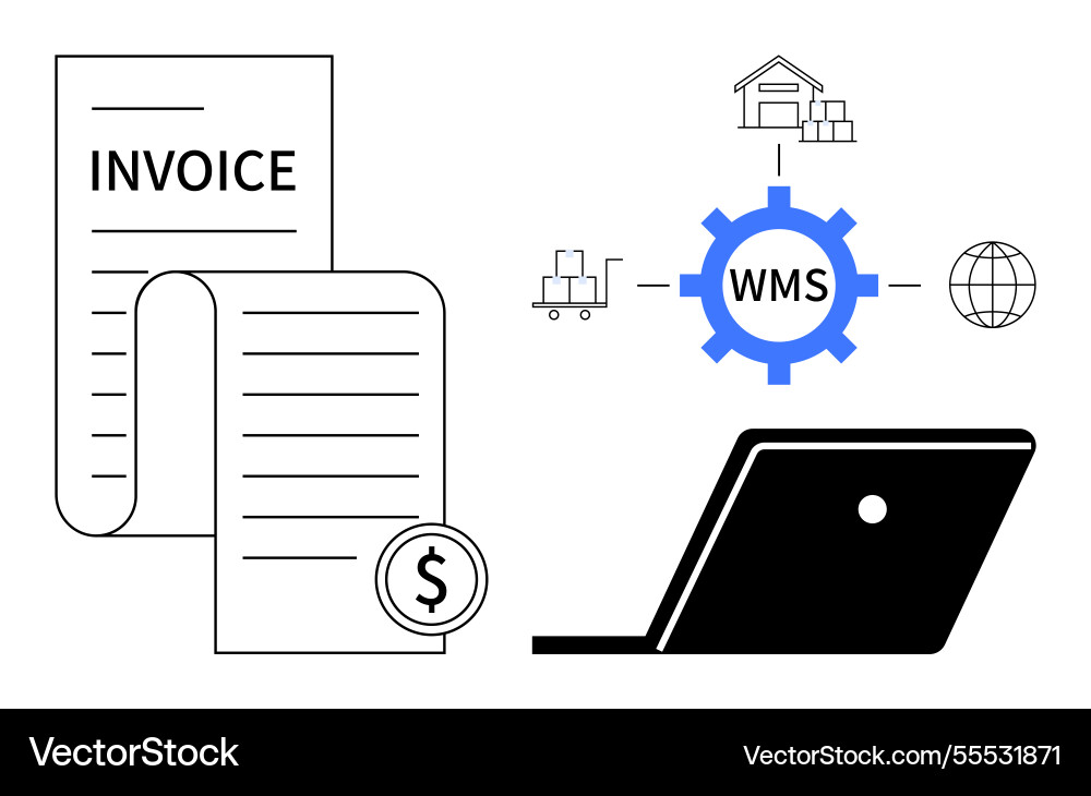 Warehouse management system connected to invoicing Warehouse management system connected to invoicing vector image