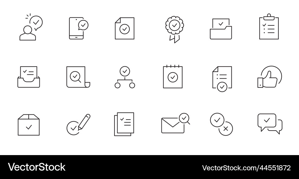 Check mark quality control line icon approve Check mark quality control line icon approve vector image