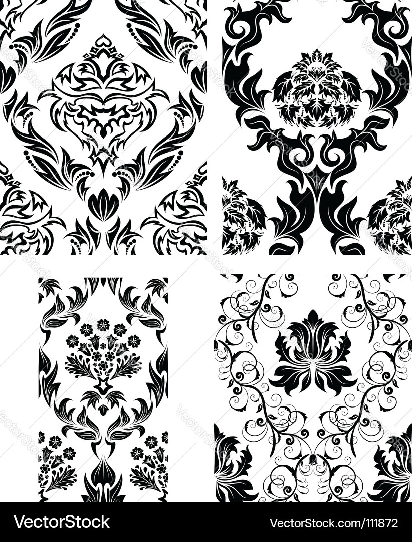 Elegant Damask Patterns vector image