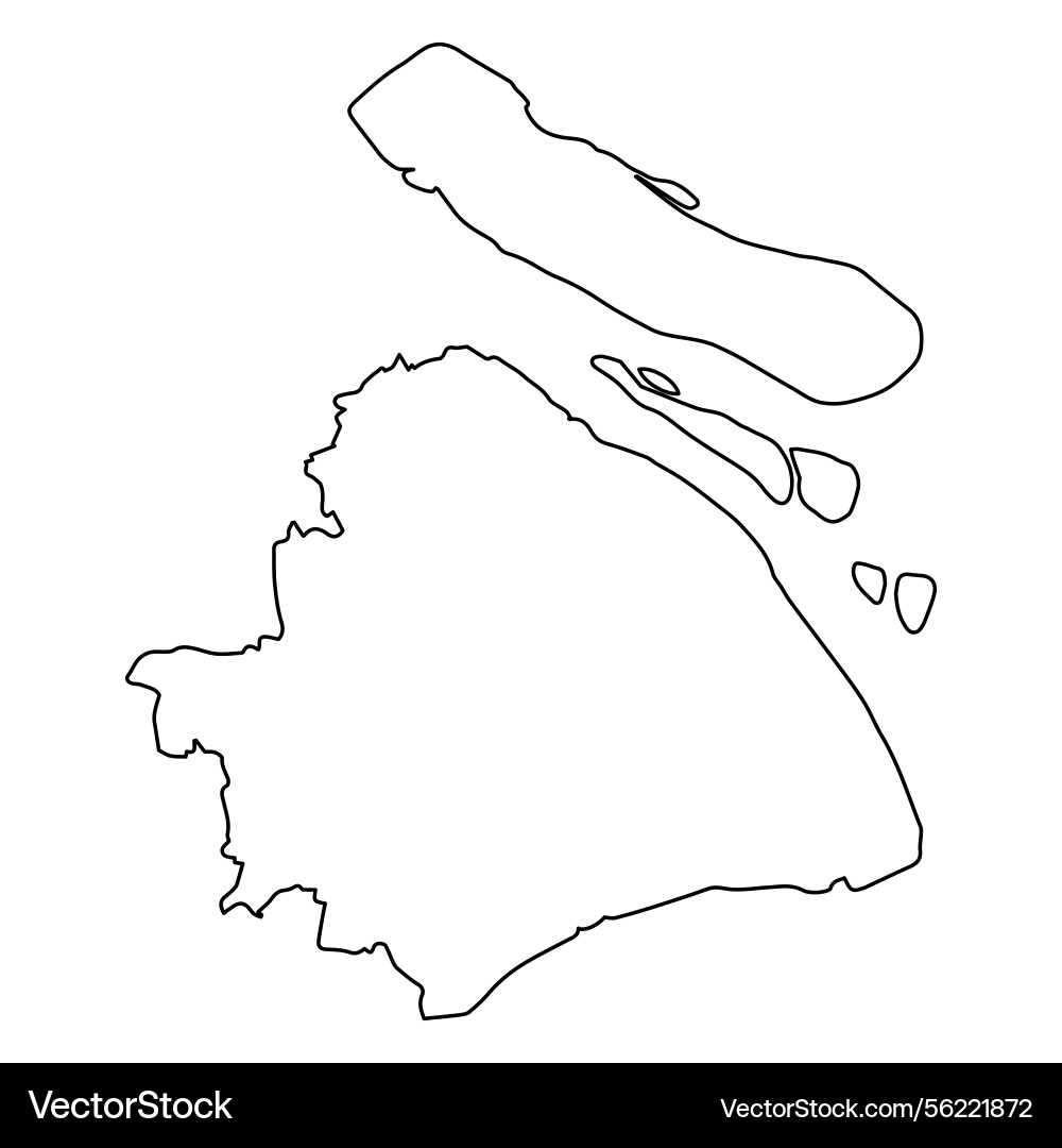 Outline map of shanghai with islands minimalist vector image