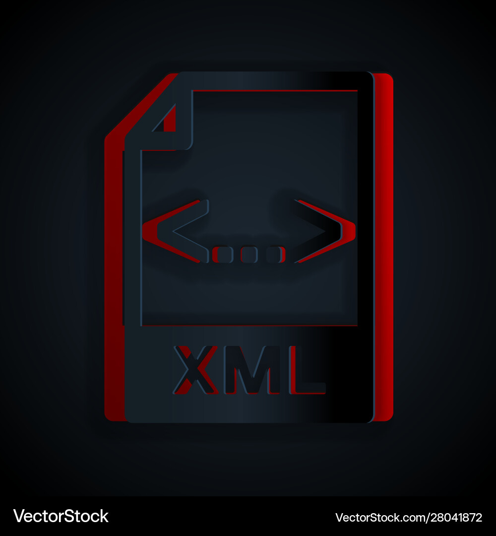 Paper cut xml file document download button Paper cut xml file document download button vector image