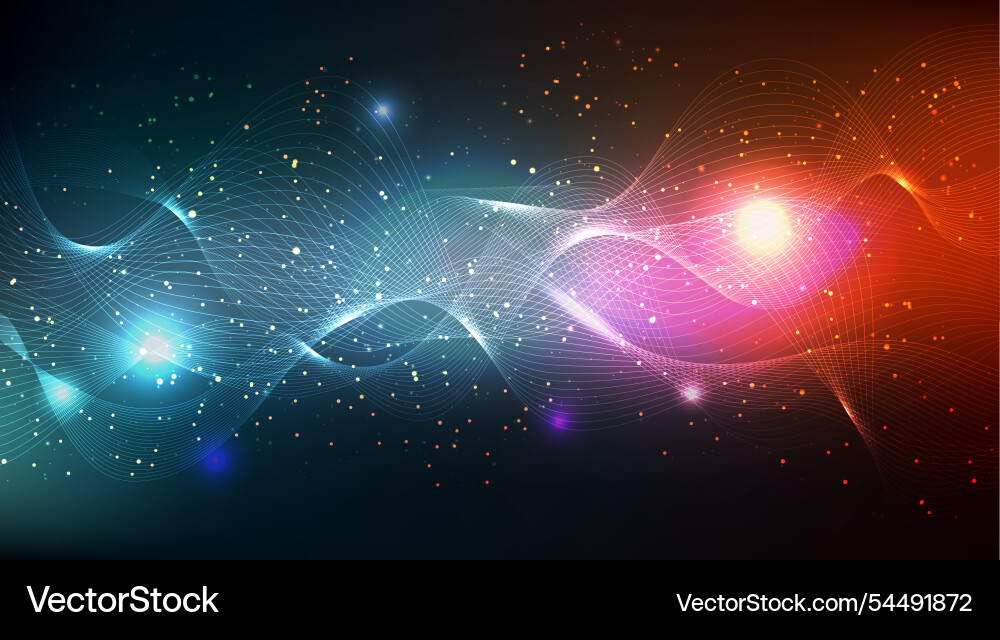 Particle flow dynamic background glowing waves Particle flow dynamic background glowing waves vector image