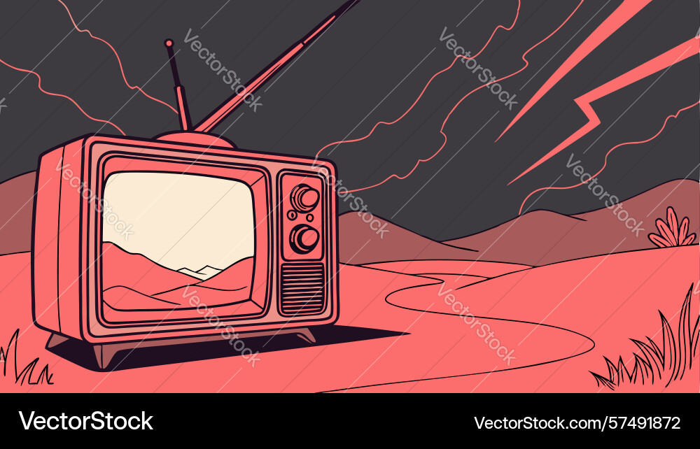 Retro tv displaying abstract energy pattern vector image