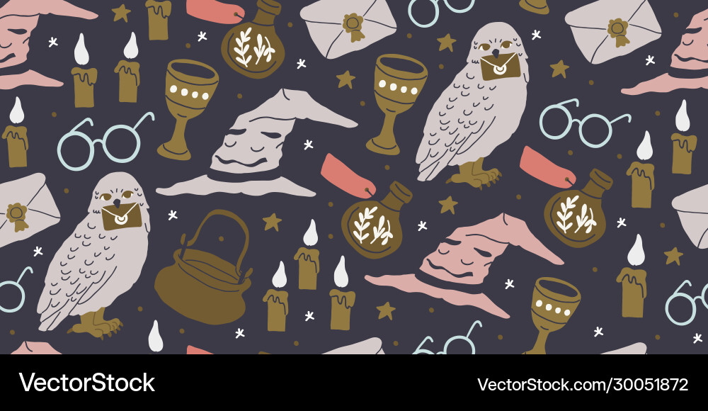 Seamless pattern with magician objects Vector Image