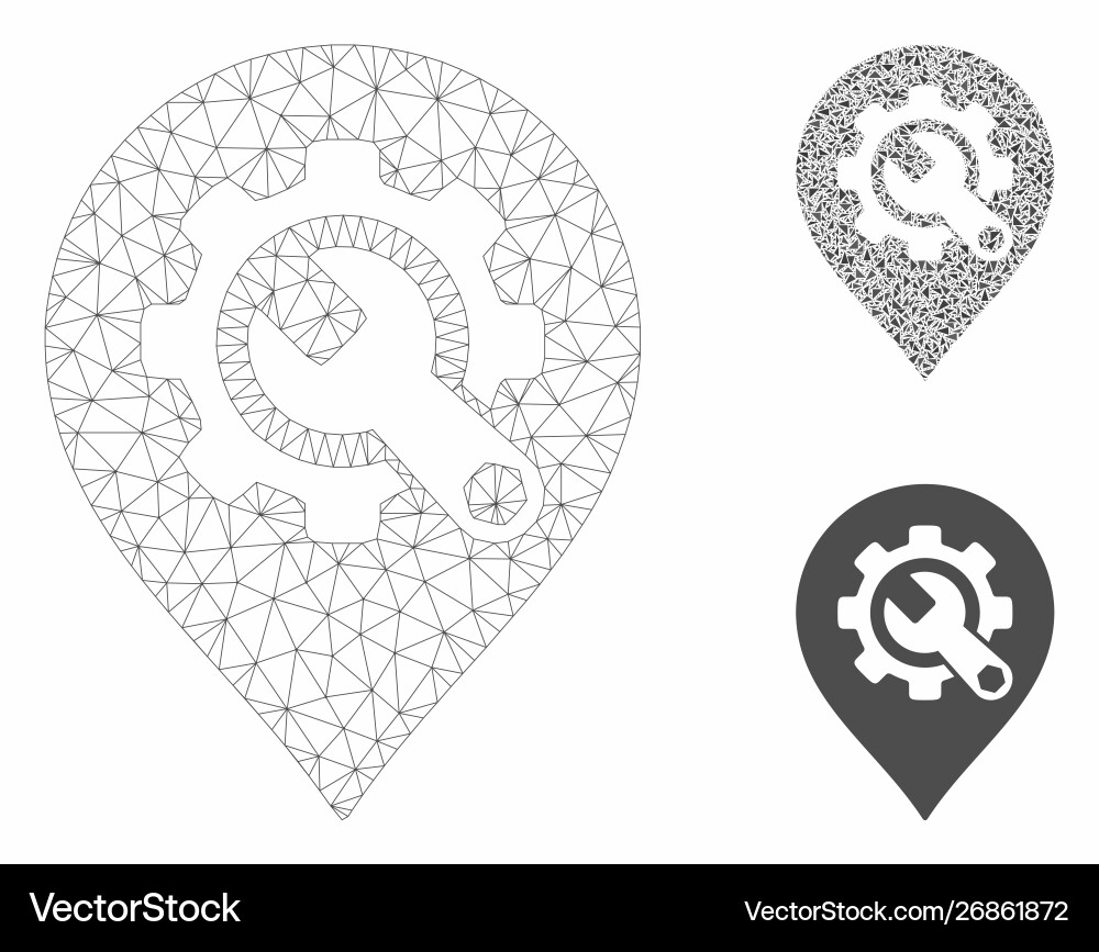 Service tools map marker mesh wire frame Service tools map marker mesh wire frame vector image