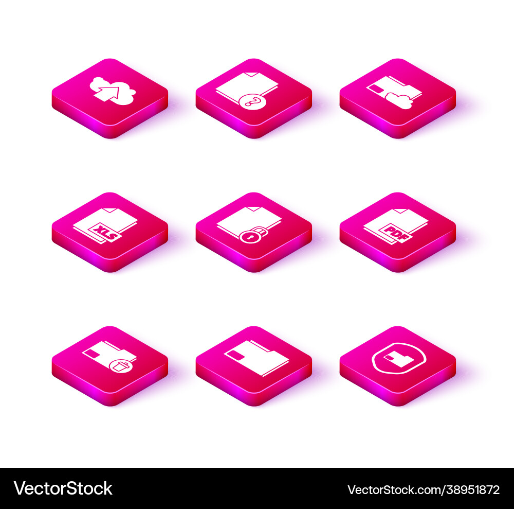 Set delete folder document xls file Set delete folder document xls file vector image