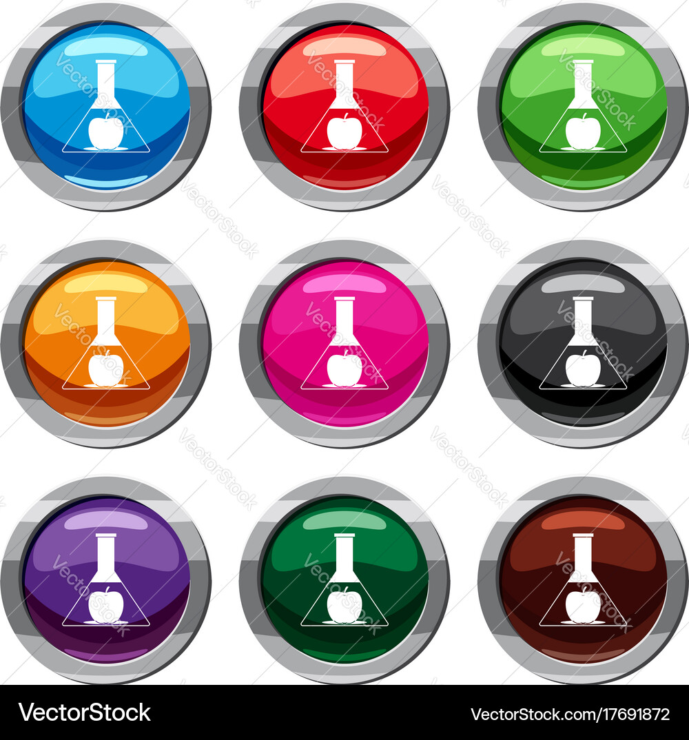 Test flask with apple set 9 collection vector image