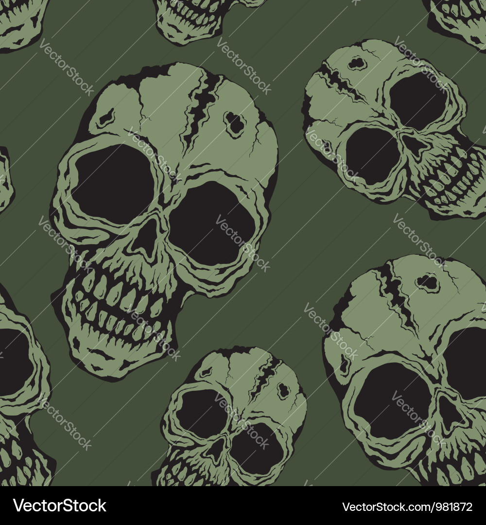 Totenkopf Muster - Grün & Dunkel Vektorbild