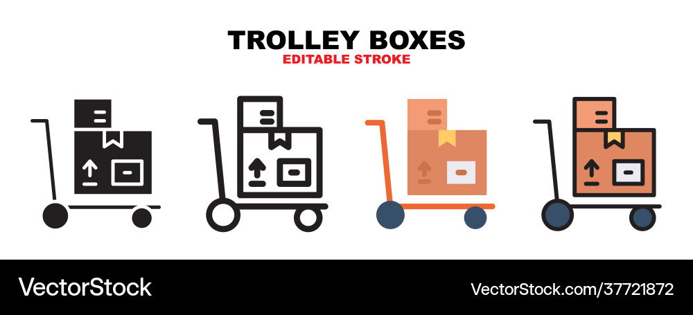 Trolley boxes icon set with different styles Trolley boxes icon set with different styles vector image