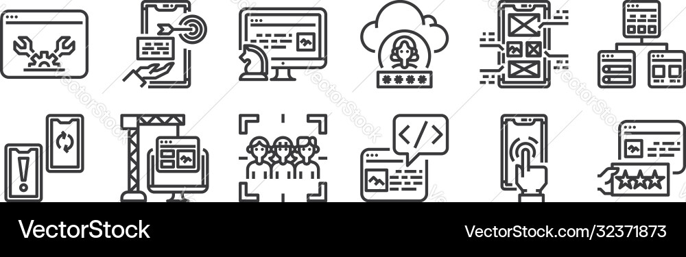 12 set linear user experience icons thin 12 set linear user experience icons thin vector image