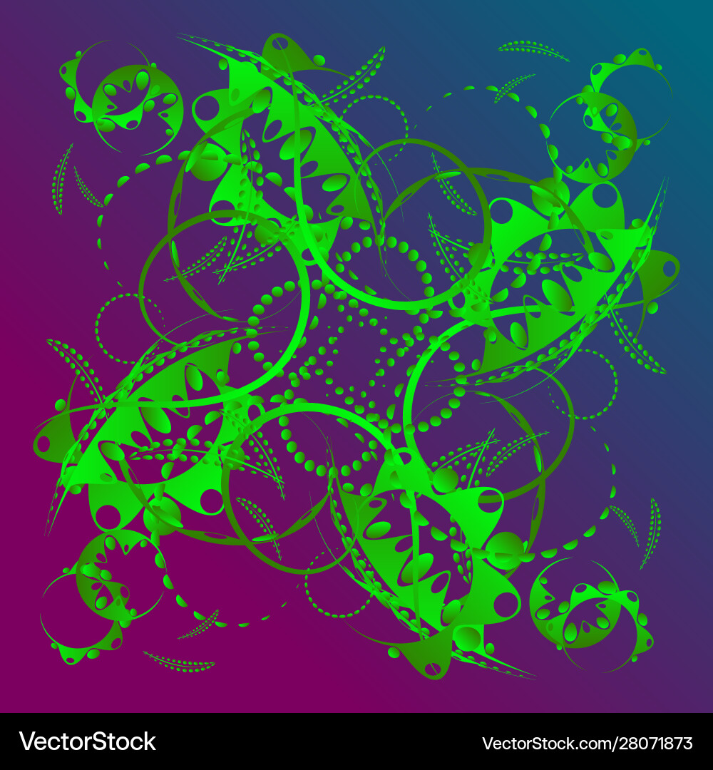 Abstract pattern azure curls and green stems Vector Image