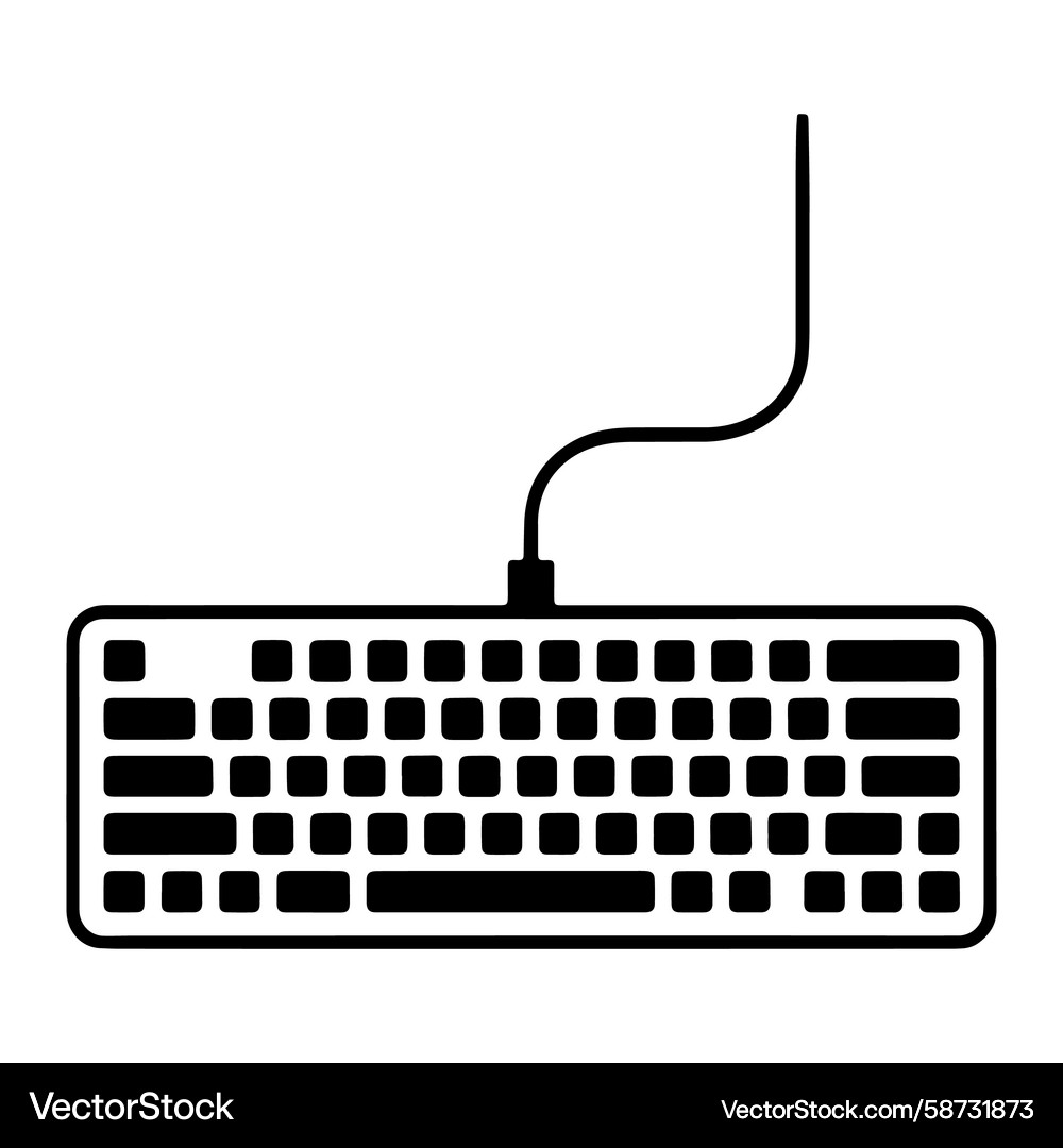 Black keyboard with cord computer technology Vector Image