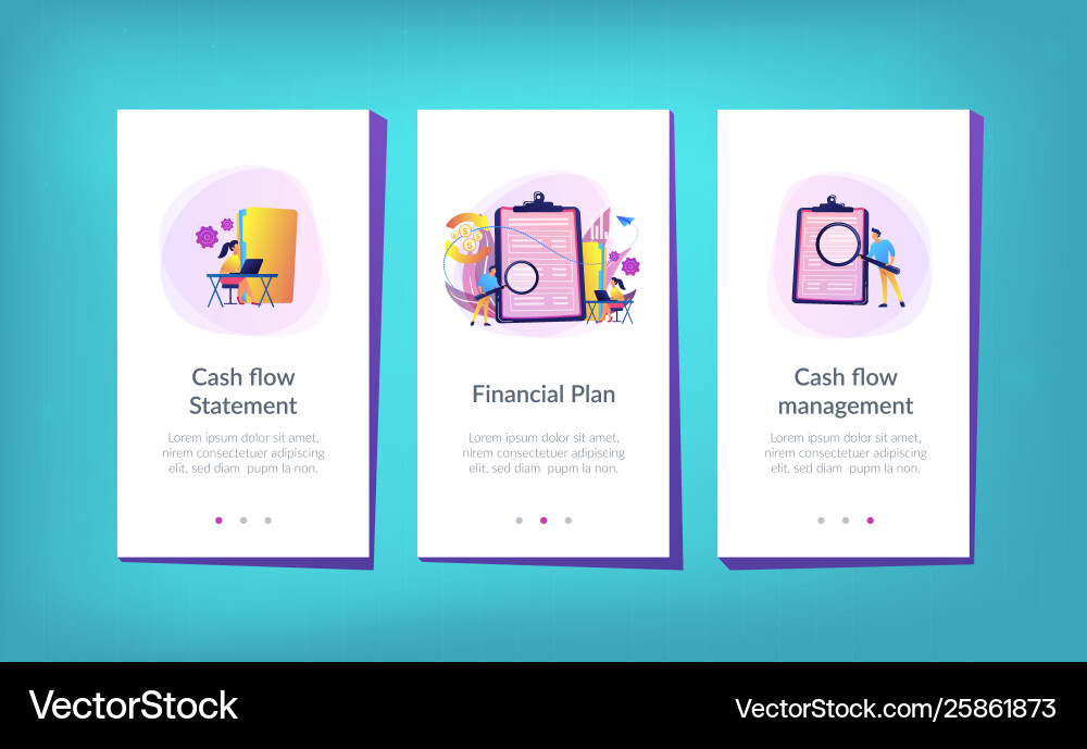 Cash flow statement app interface template Cash flow statement app interface template Vector Image