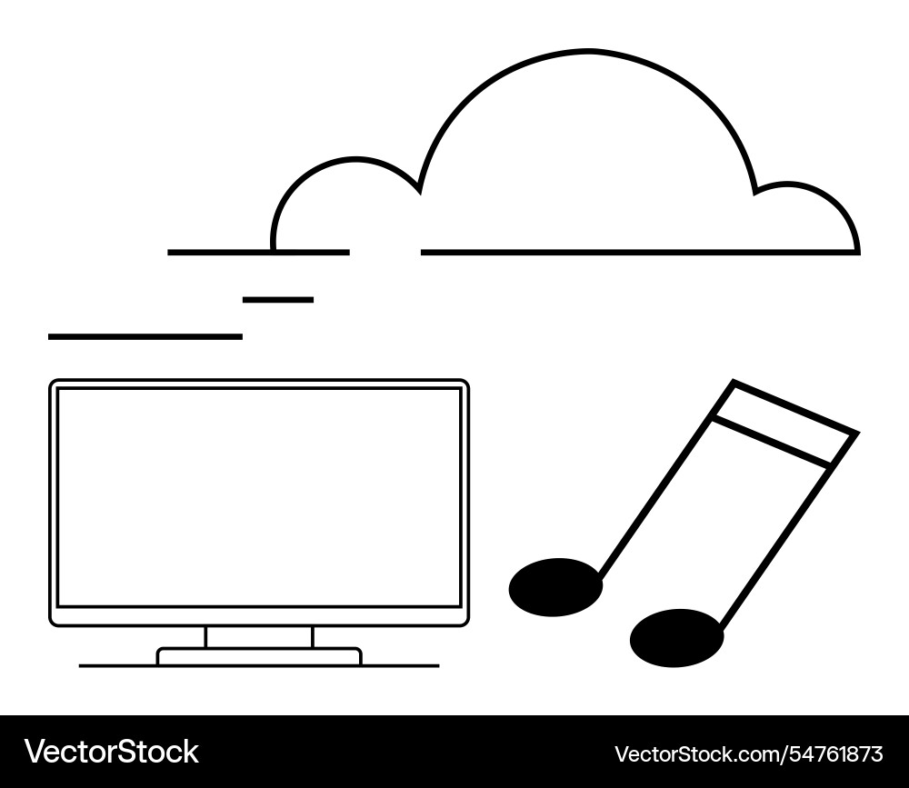 Cloud computing with media streaming depicted Cloud computing with media streaming depicted Vector Image