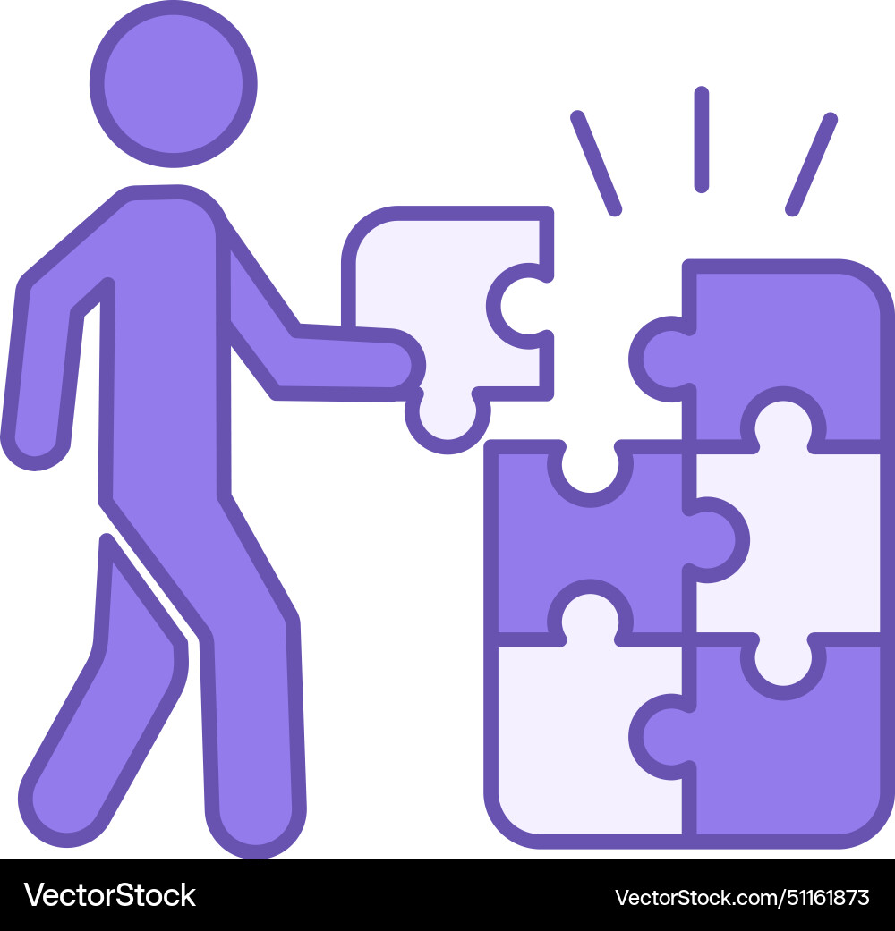Colored logic game icon of a man putting Colored logic game icon of a man putting vector image