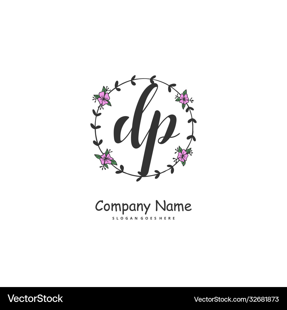 D p dp initial handwriting and signature logo Vector Image