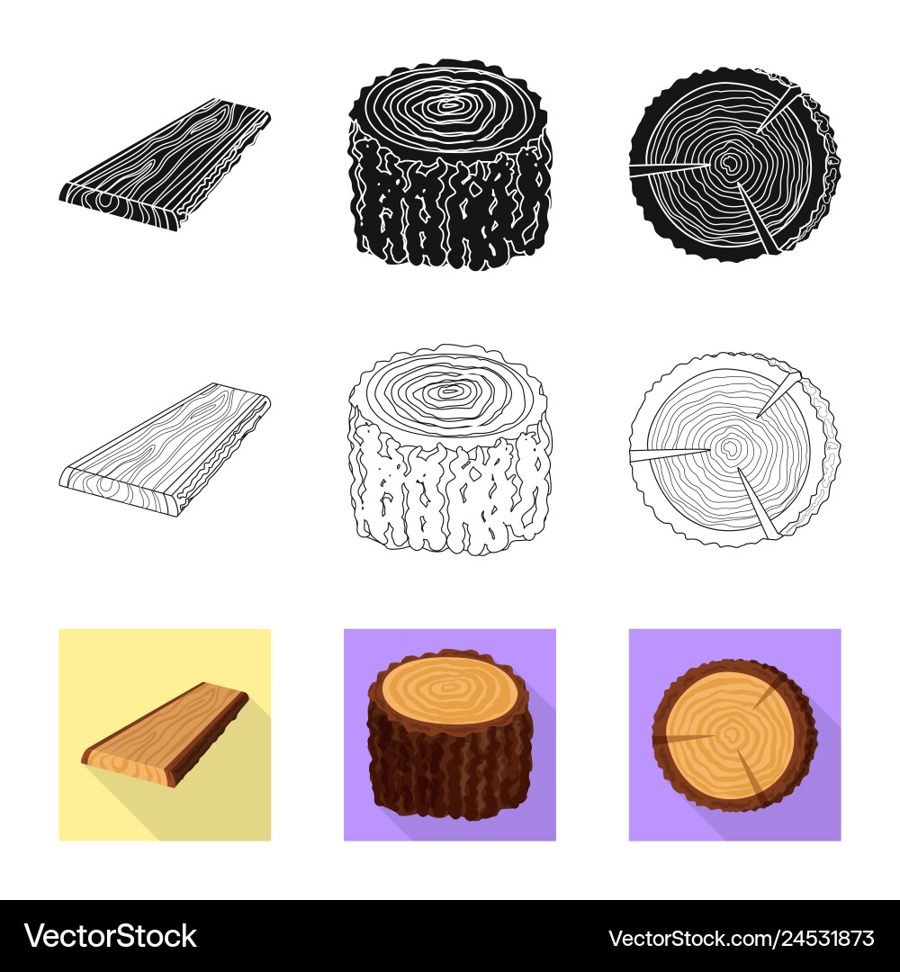 Design of tree and raw icon set vector image