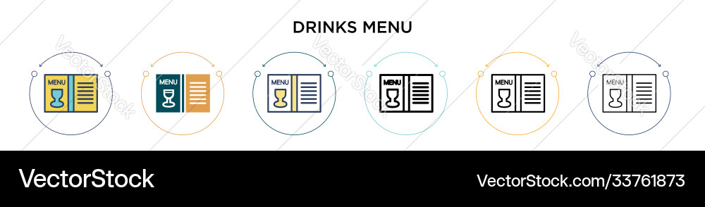 Drinks menu icon in filled thin line outline Vector Image