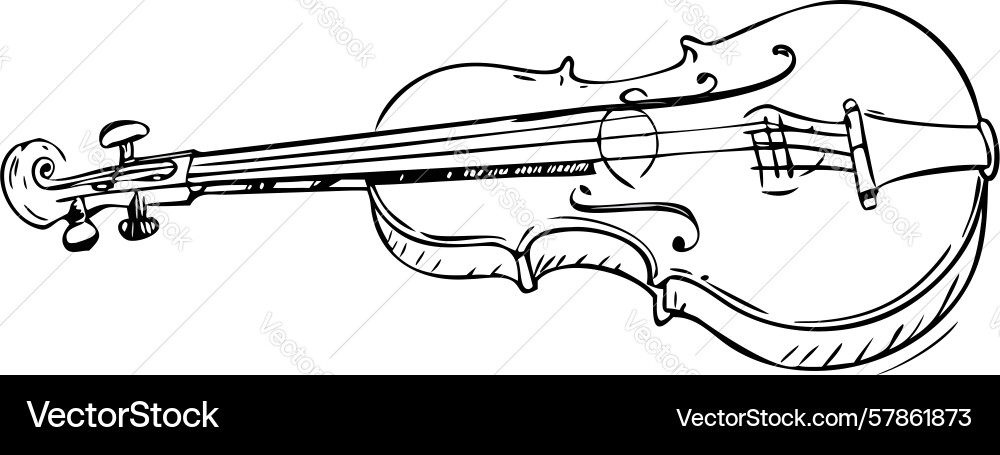 Orchestral string instrument violin outline icon Vector Image
