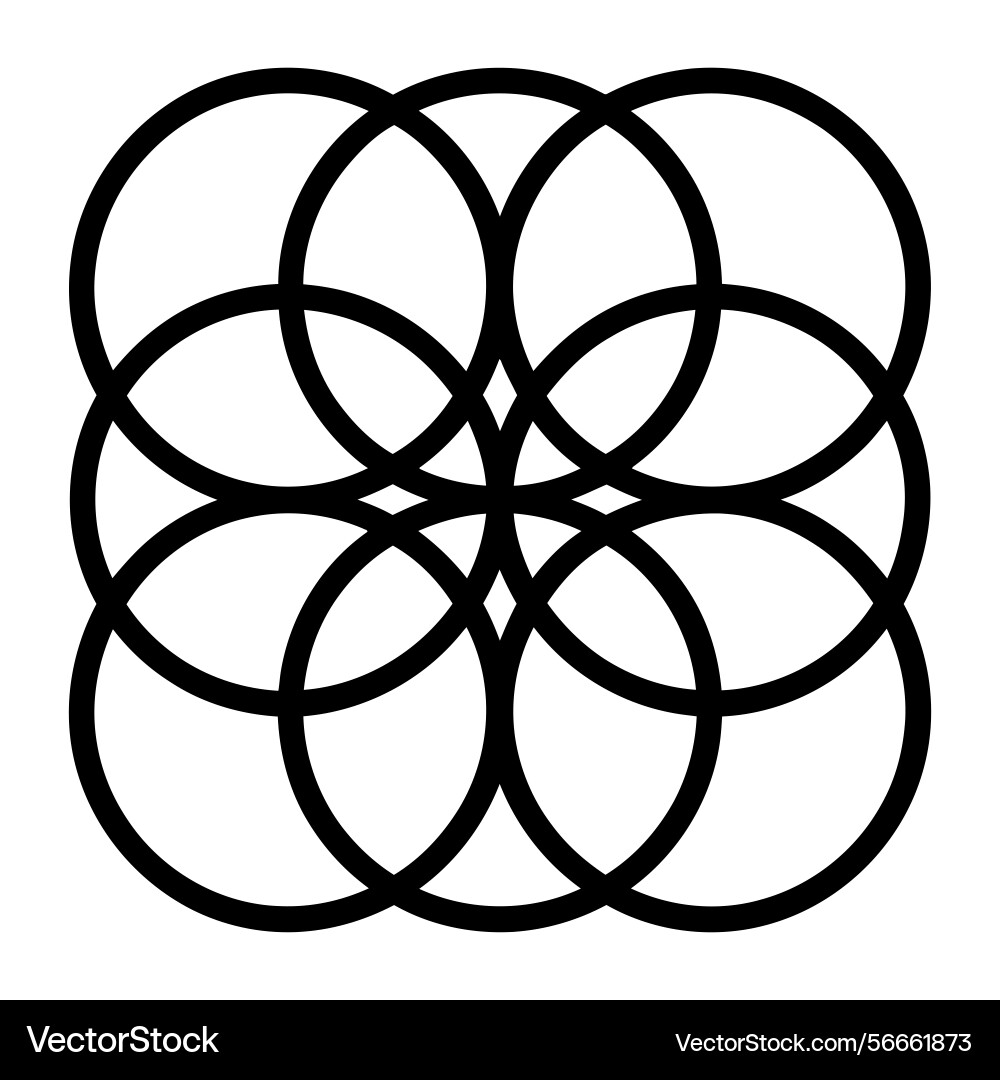 Overlapping circles sketch line art vector image