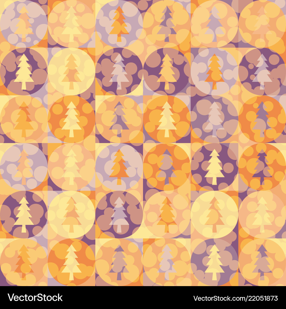 Repeating background from circles and fir-trees vector image